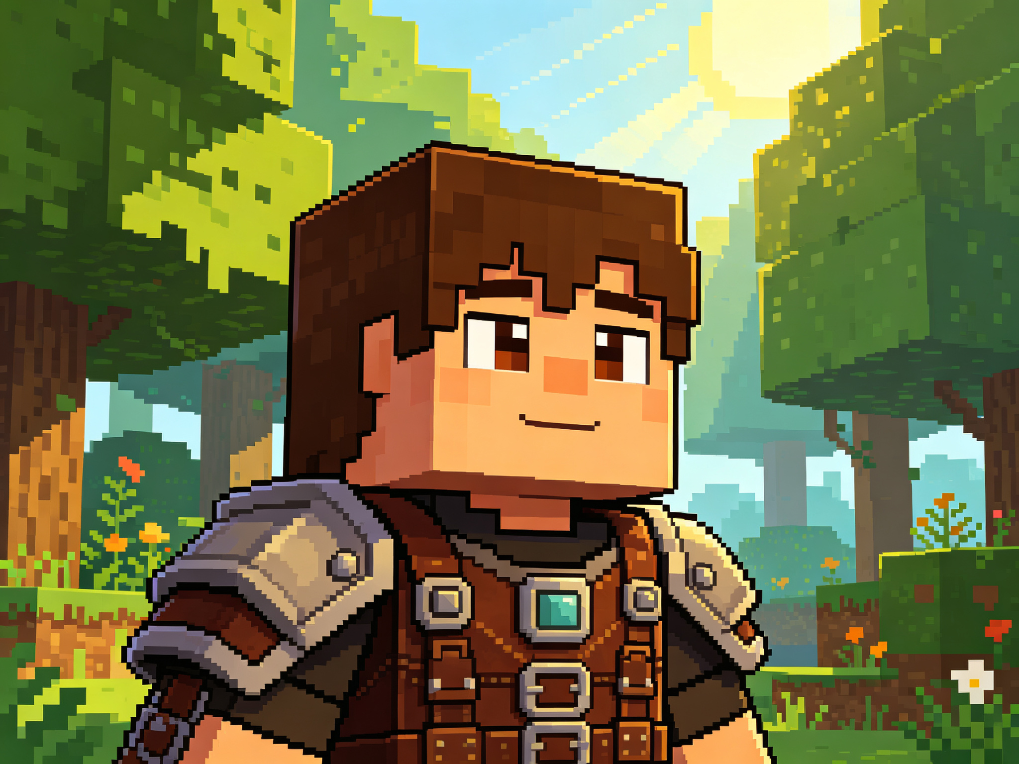 Avatar explorateur forestier en armure de cuir Minecraft