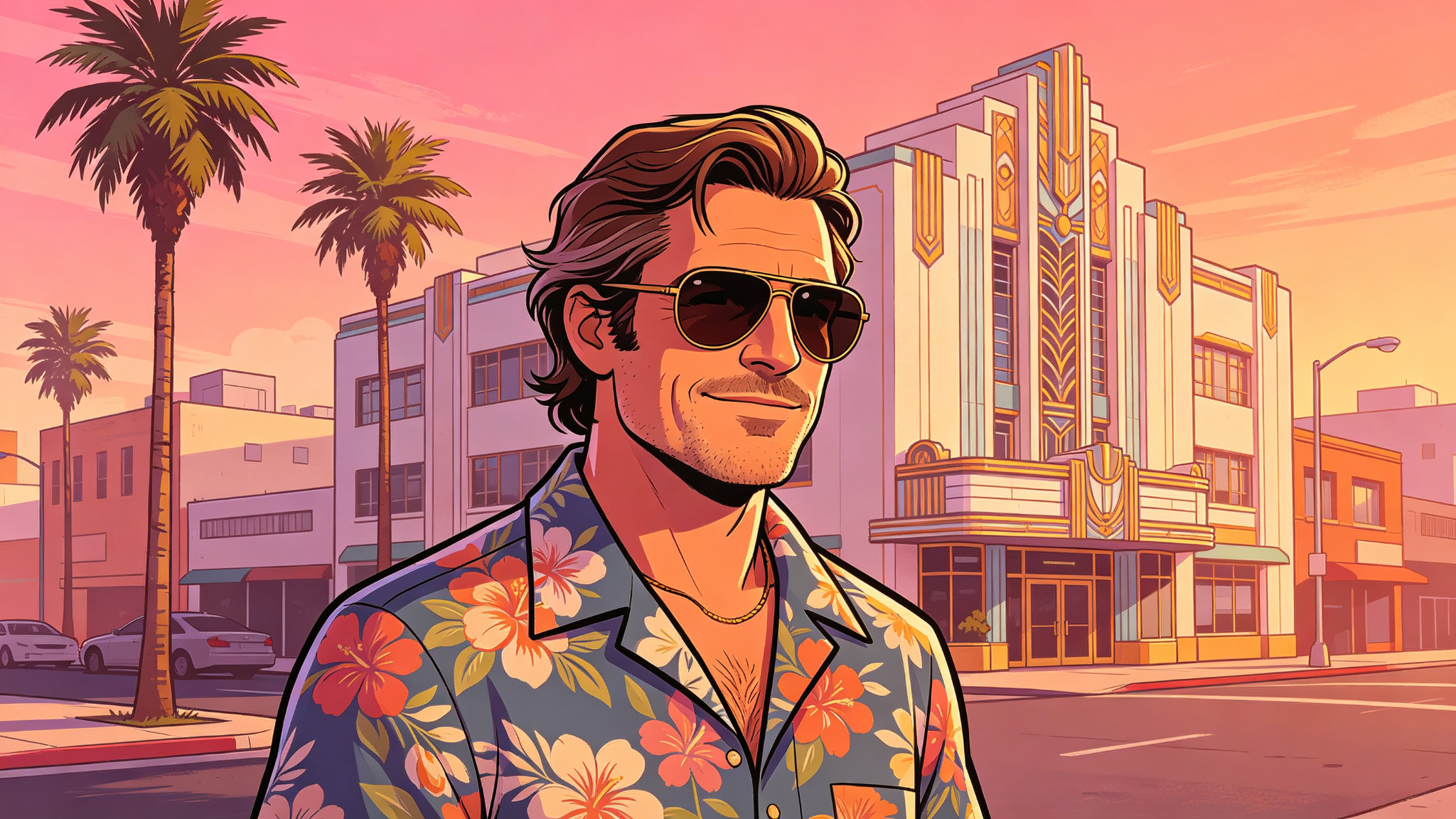 Portrait photo transformed into GTA 6 cel-shaded style