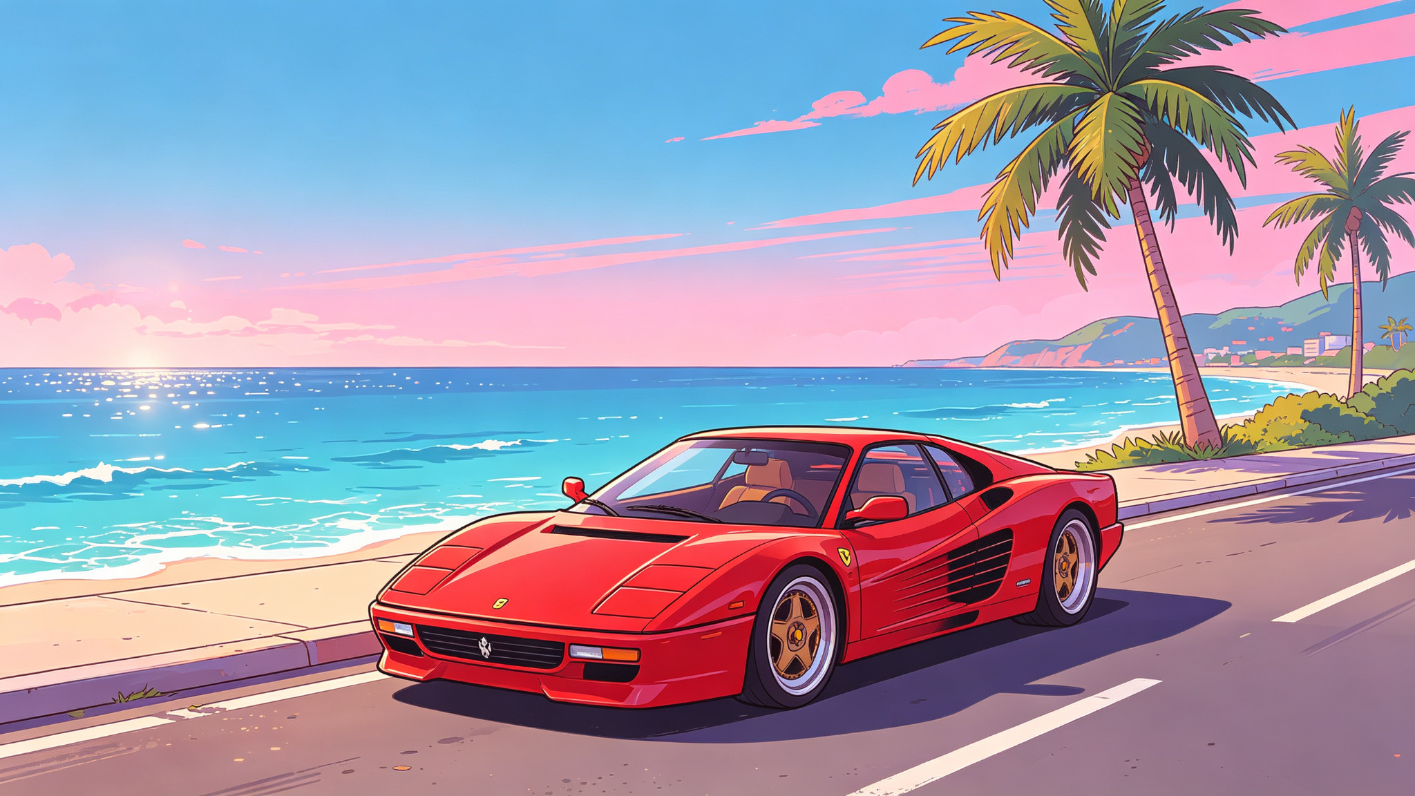 Sports car photo reimagined in GTA 6 cartoon style
