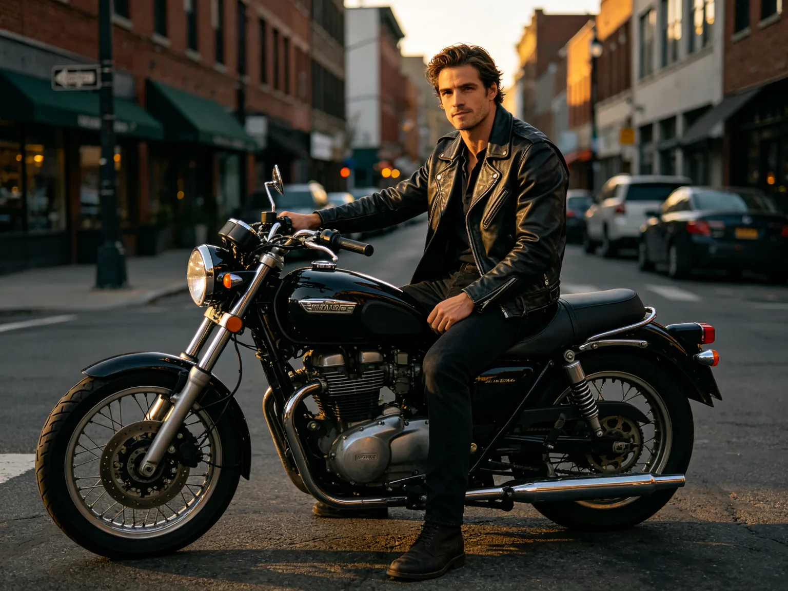 AI boyfriend motorcycle style