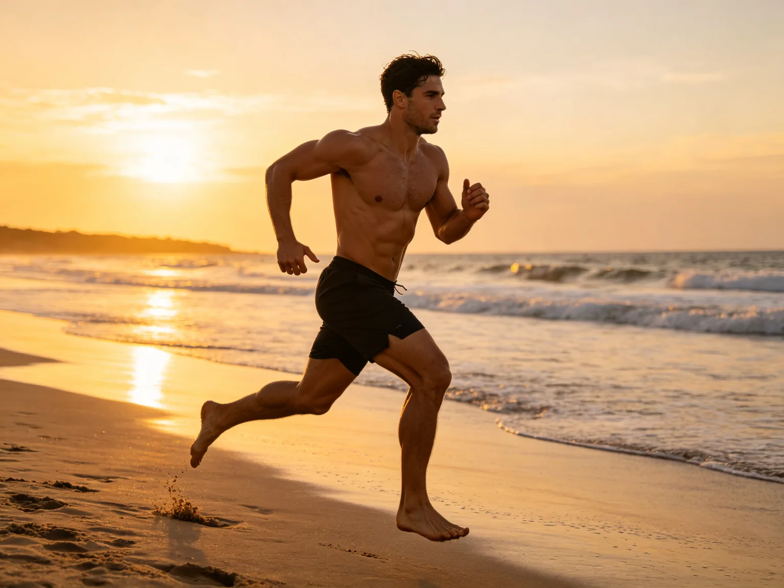 AI muscle transformation beach running