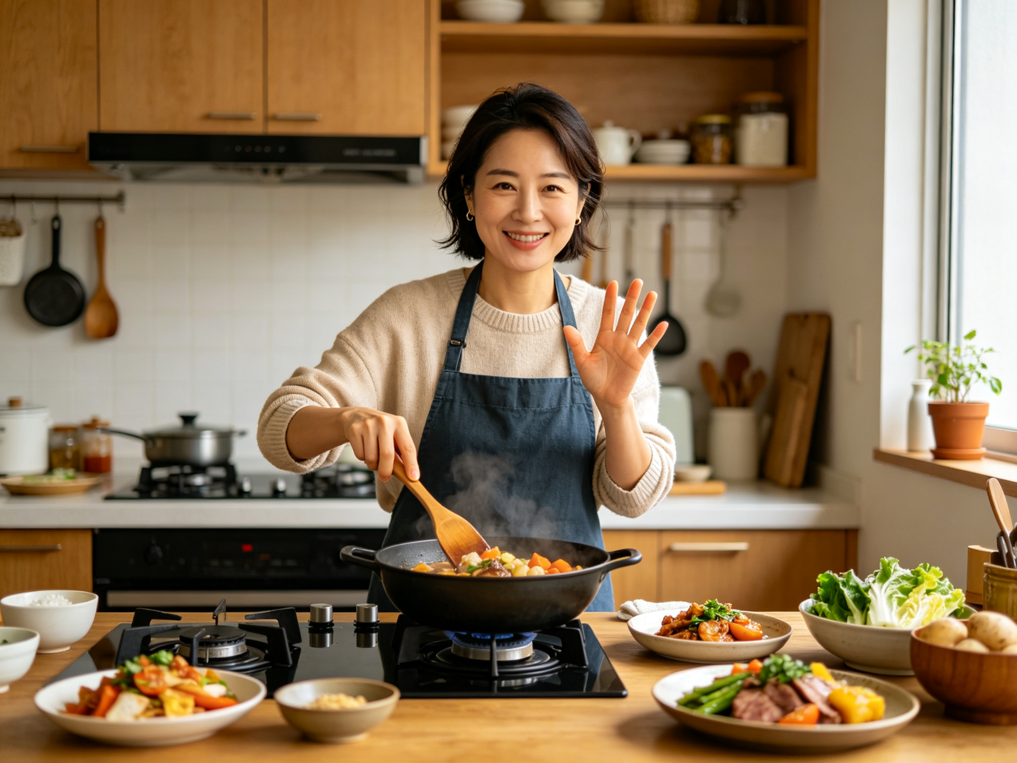 Cooking video face swap example