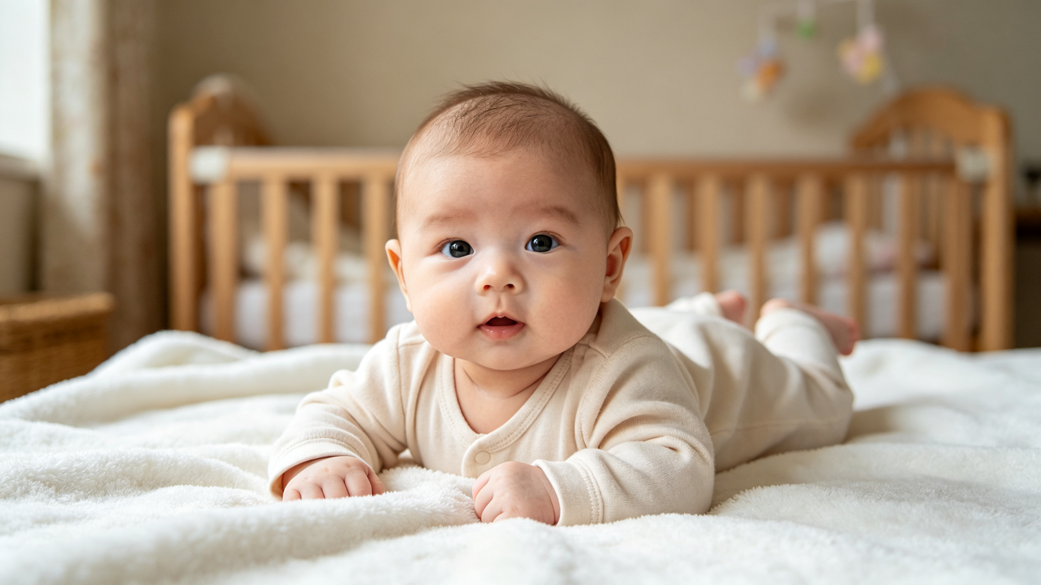 Cute newborn baby lying on a soft blanket