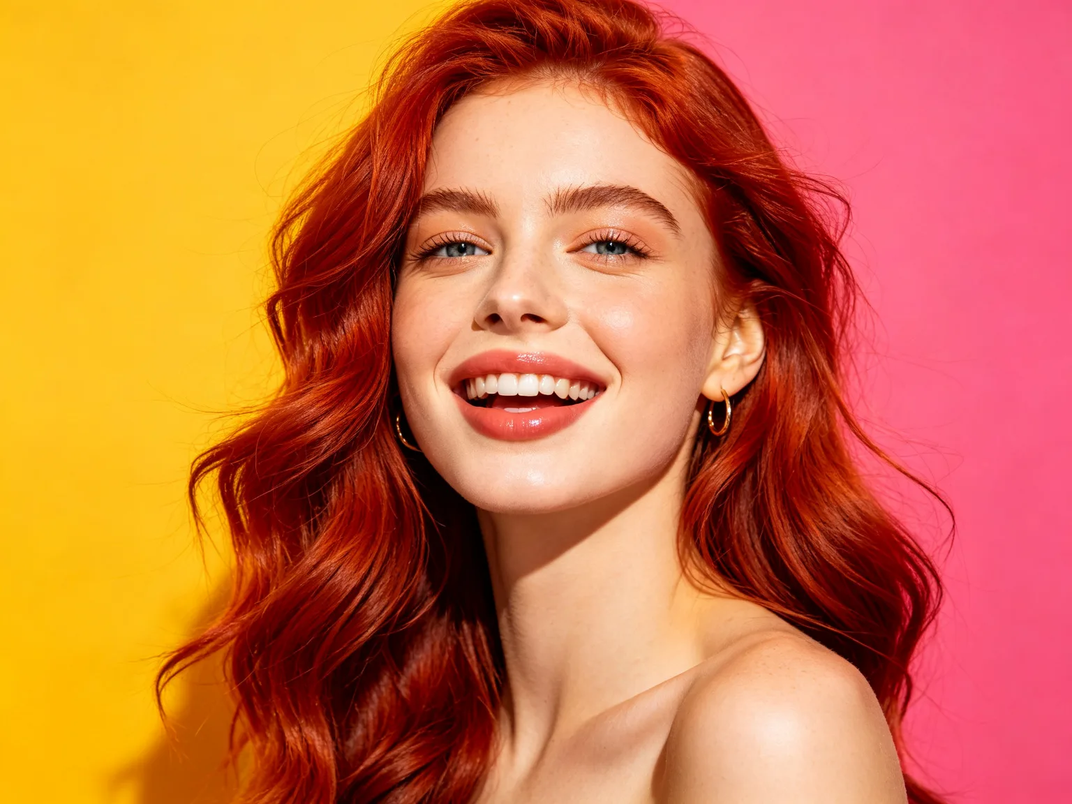 Vibrant red hair beauty portrait