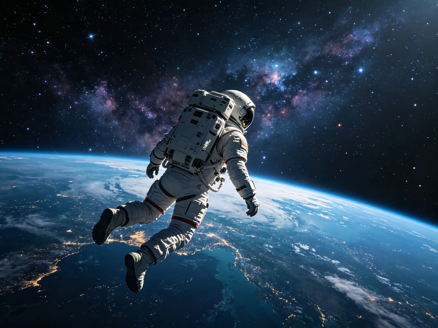 Astronaire dans l'espace avec vue sur la Terre